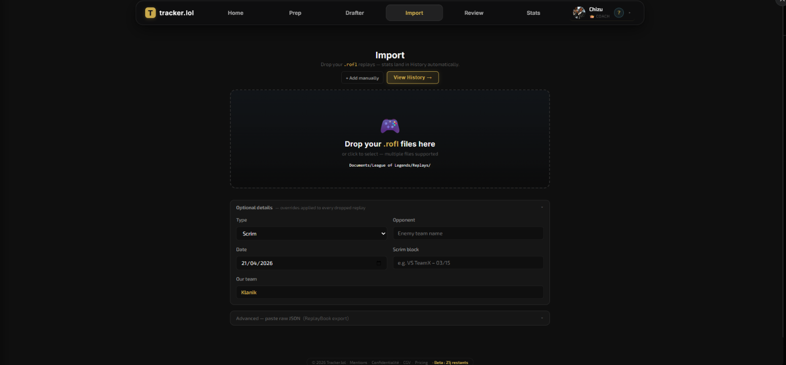 Scrim — replay auto-import